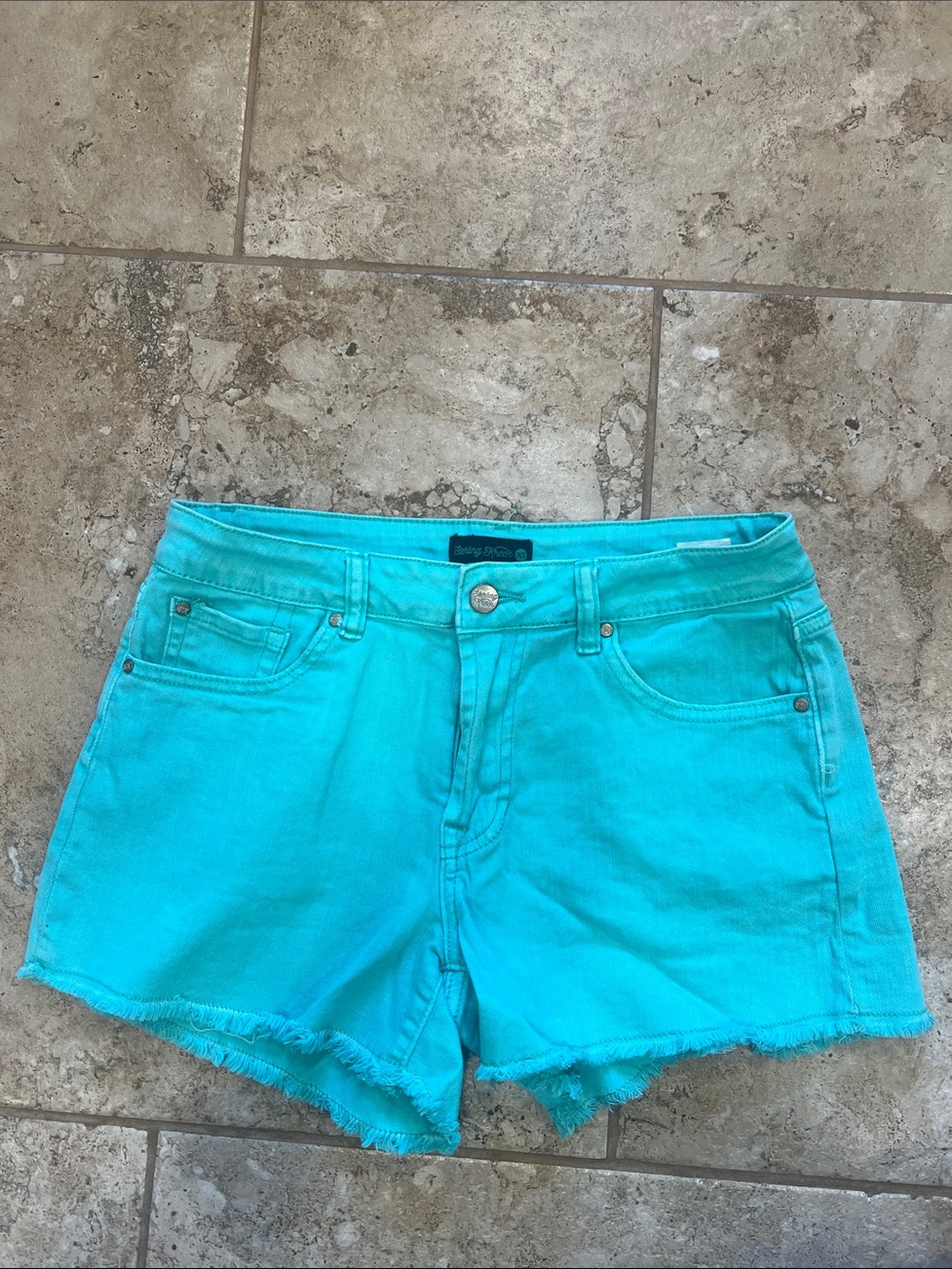 Sterling Kreek Aqua Mint Women's Denim Shorts - Casual Frayed Hem